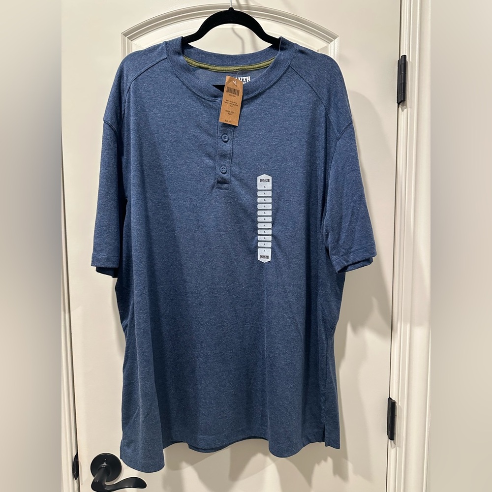 NWT Duluth Trading Co. Blue Short Sleeve Henley Shirt XL